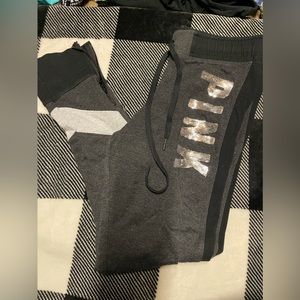 Pink medium gray and black leggings